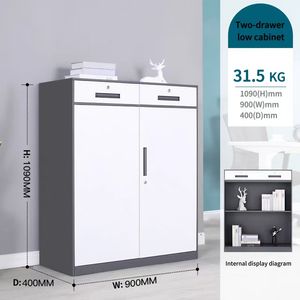 Armoire de classement en acier en gros, <span class=keywords><strong>casier</strong></span> de <span class=keywords><strong>rangement</strong></span> avec 2 tiroirs coulissants, mobilier de bureau, armoire basse - Product Image 2