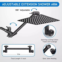 Système de douche à effet pluie au plafond Ensemble de douche encastré Noir avec pommeau de douche à effet pluie Mélangeur d'eau en acier inoxydable pour salle de bain