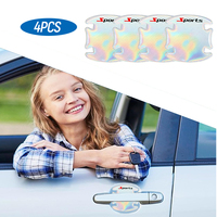 4 autocollants de protection pour poignée de porte de voiture avec logo sportif laser, anti-rayures, auto-adhésifs, garniture de protection pour coupelle de porte de voiture