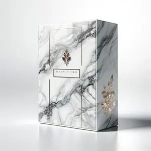 Recyclable Luxury Marble Pattern Skincare Packaging Boxes Gold Foil