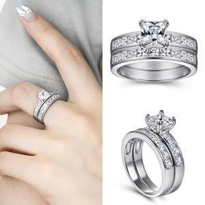 Hot Selling 925 Sterling Silver <b>Square</b> CZ Zircon Ring Earrings Necklace <b>Set</b> Minimalist Jewelry <b>Set</b> - Product Image 5