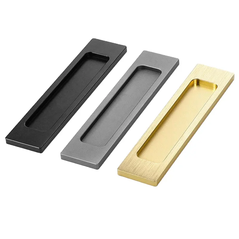 Manija de puerta de vidrio para muebles Manija de puerta corredera Puerta de Granero sin manija de perforación Pasta extractora de hardware oscuro plano