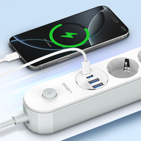 LDNIO SE1-C commutateur de multiprise européen Protection de contrôle Port de charge rapide USB Extension électrique Prise de courant 4 prises