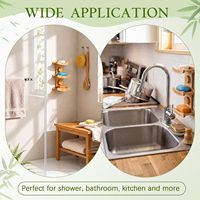 Porte-savon mural en bambou à 3 niveaux avec ventouse adhésive, design auto-drainant pour salle de bain, baignoire, douche et cuisine