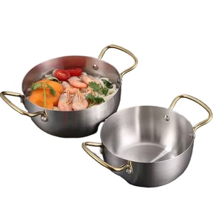 Olla para Ramen de Acero Inoxidable, Diseño Coreano, con Dos Asas Doradas, Apta para Lavavajillas, Gran Capacidad, para Restaurante y Uso Doméstico - Product Image 1