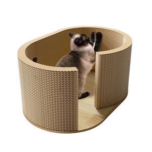 Nieuw Ovaal Golfkarton Kat Krabber Huis Met Tunnelgat Grote Kat Krabber <span class=keywords><strong>Lounge</strong></span> Spelen Luxe Kat Krabbord - Product Image 3