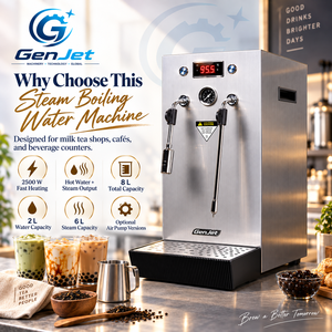 Chaudière à vapeur commerciale 8L 2500W avec sortie eau chaude et buse vapeur, avec pompe optionnelle pour salons de thé et cafés - Product Image 5