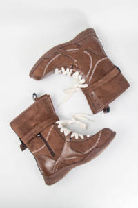 Botas de Invierno Retro para Mujer, con Cordones, Parte Superior de Microfibra, Suela de Goma, Cálidas y Desodorantes, Tacón de 3 cm - Product Image 4