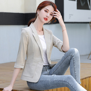 Giacca da tailleur da donna, <span class=keywords><strong>abbigliamento</strong></span> professionale estivo 2021, <span class=keywords><strong>abbigliamento</strong></span> formale da <span class=keywords><strong>ufficio</strong></span>, set casual a mezza manica, Workwe - Product Image 4