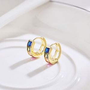 Dylam Rainbow Hoop <b>Earrings</b> for Women Girls Rhodium 18k Gold Plated Rainbow 5A Cubic Zirconia <b>Fine</b> Fashion Jewelry <b>Stud</b> <b>Earrings</b> - Product Image 2