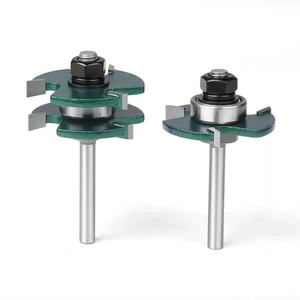 Fraises à bois de type « T » à 3 dents, tige de 12 mm et 1/2 pouce, jeu de fraises à rainurer et à languettes réglables, outils de travail du bois - Product Image 2