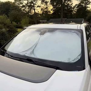 Best Printing Foldable Front Windshield Polyester Uv Pe Bubble Sun <b>Shades</b> Auto Cheap Double Circle Car Sunshade Logo - Product Image 6
