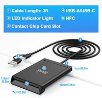Lector de Tarjetas USB Rocketek, Lector y Escritor de Tarjetas RFID/NFC para Windows, Mac OS, Linux, Android, Lector y Escritor Inteligente de Tarjetas con Chip