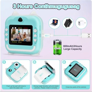 Cámara instantánea para niños lente dual 1080P cámara digital full HD niños mejores juguetes al aire libre de mano Mini cámara de impresora térmica - Product Image 2