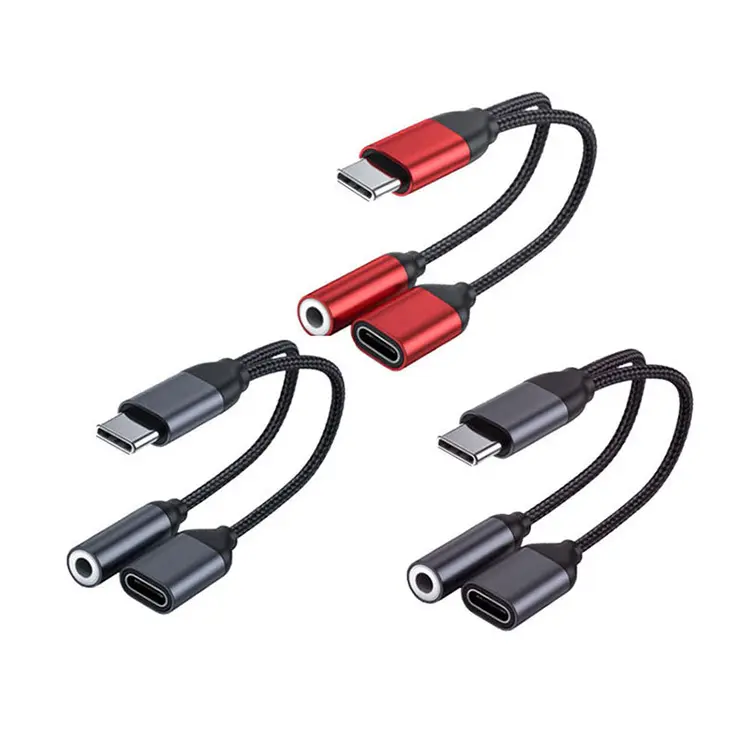 2 in 1 Type-c to 3.5mm Jack Digital Transfer Stereo Audio Splitter Cable, Headphone Aux Audio Converter Adapter