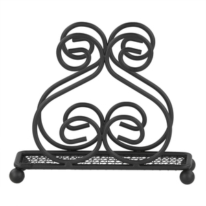 Nuevo diseño moderno de tejido de pie de Metal negro servilleta titular