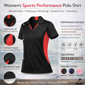เสื้อโปโลวีเนคสำหรับผู้หญิง ระบายอากาศได้ดี หรูหรา คุณภาพสูง ยืดได้ 4 ทิศทาง เหมาะสำหรับเล่นกีฬา รับสกรีนโลโก้ - Product Image 2