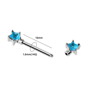 Anillos de <span class=keywords><strong>pezón</strong></span> de estrella de acero inoxidable <span class=keywords><strong>Piercing</strong></span> de <span class=keywords><strong>pezón</strong></span> de barra de circón azul para mujer <span class=keywords><strong>hombre</strong></span> - Product Image 3