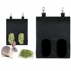 Ready to ship Rabbit Hay Feeder 2 Holes Capacity Hay Holder Guinea Pig Hay Feeder Bag for Home