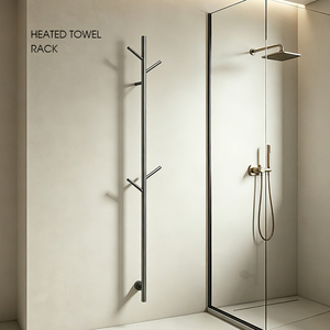Scaldasalviette Elettrico Intelligente con Timer, <span class=keywords><strong>Design</strong></span> Verticale a Palo per Asciugare Accappatoi e <span class=keywords><strong>Asciugamani</strong></span>, <span class=keywords><strong>Porta</strong></span> <span class=keywords><strong>Asciugamani</strong></span> da Bagno - Product Image 2