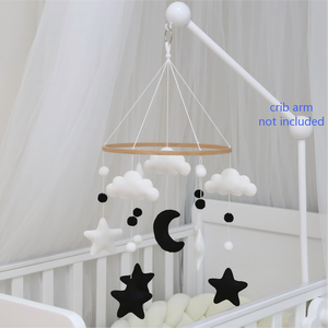 Mobile Montessori noir et blanc, jouet suspendu pour le développement du bébé, décoration de <span class=keywords><strong>chambre</strong></span> d'enfant avec lune et étoiles, cadeau de naissance - Product Image 2