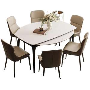 Juego de Mesa y Sillas de Comedor Moderno de 4 Piezas, Diseño Extensible Cuadrado/Redondo para Apartamentos Pequeños y Uso Doméstico - Product Image 5