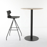 Table de bar haute moderne en bois conforme à la norme ANSI/BIFMA, avec plateau en bois, design écologique pour usage commercial