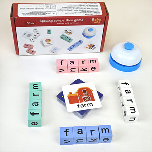 Gioco per Bambini con Blocchi di Legno e Carte con <span class=keywords><strong>Parole</strong></span> in Inglese, <span class=keywords><strong>Puzzle</strong></span> di <span class=keywords><strong>Parole</strong></span> in Legno, Cubo Cambia-Faccia, Gioco da Tavolo Multiplayer - Product Image 5