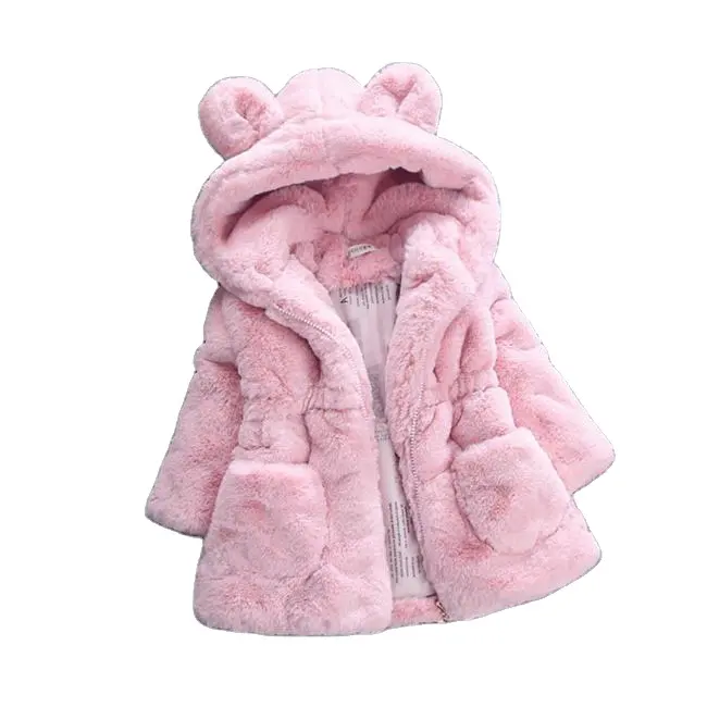 Veste en peluche oreilles de lapin pour filles, manteau de princesse, peluche, automne et hiver chaud, vêtements d'extérieur à capuche, 5854