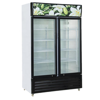 À double face commerciale d'affichage de porte en verre cool boissons réfrigérateur électronique transparente côte à côte réfrigérateur supermarché cola