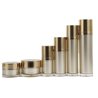 Nouveau Set de Flacons et Pots Cosmétiques Luxe en Acrylique Doré, Sans Air, pour Soins de la Peau et Essences, 100 ml, 50 ml, 30 ml, 15 ml, 50 g, 30 g