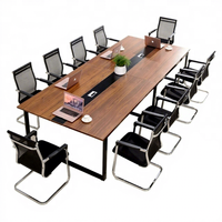 Table de conférence en bois au design moderne avec 10 chaises, convertible pour le bureau et l'école