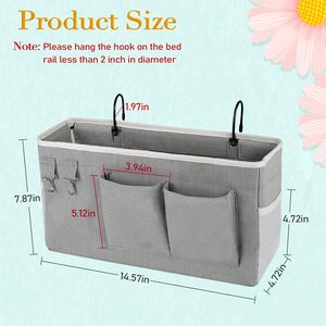 Gray Fabric Office Organizer Multilayer Storage <b>Bin</b> with Pockets for Sundries Minimalist Design Rectangular Shape - Product Image 2