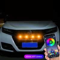 Lumière de calandre de voiture RGB 4 pièces en un seul appareil de contrôle d'application 12V Lumière de grille de capot LED pour modifier les véhicules tout-terrain Jeep SUV Lampe décorative