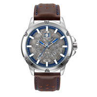 Montre Homme NS Never Stop N915 de Luxe au Design Unique, Affichage Automatique de la Date, Échelles Lumineuses, Bracelet en Cuir, Montre Sport à Quartz Étanche