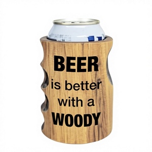 Enfriador de latas de cerveza de madera con diseño de madera, aislado para latas, ideal para fiestas - Product Image 1