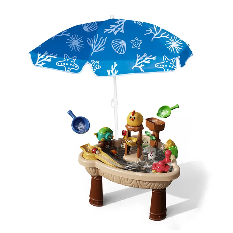 Juego de agua al aire libre para playa y verano, juego de plástico con paraguas