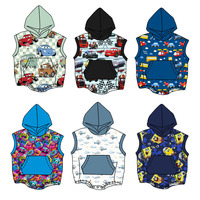 Barboteuse personnalisée sans manches à capuche pour bébés garçons, motif dessin animé, collection printemps