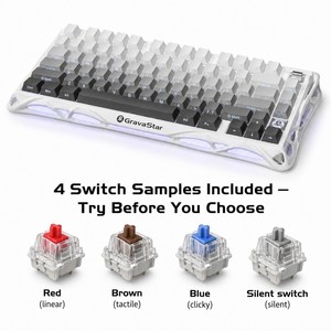 <span class=keywords><strong>Keyboard</strong></span> Mekanik GravaStar K1 Pro Gradient White 75% 3 Mode BT 2.4G Gasket TOP RGB Underglow Gaming - Product Image 6