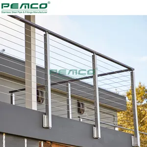 Exterior Inox Balcony Wire Rope Balustrade Stainless Steel Deck Cable Railing System
