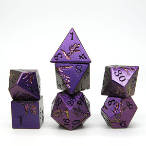 Bán Buôn Kẽm Hợp Kim Đa Diện 7-Mảnh Tắc Kè Hoa Màu Tím Kim Loại <span class=keywords><strong>Dice</strong></span> <span class=keywords><strong>Set</strong></span> - Product Image 2