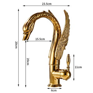 Châu Âu Cổ Nghệ Thuật Duy Nhất Xử Lý Sang Trọng Vàng Cổ Ngỗng Thiên Nga Chim Brass Sàn Gắn Phòng Tắm Rửa Lưu Vực Vòi Nước - Product Image 6