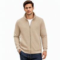 Veste matelassée zippée intégrale pour homme, col convertible, légère, coupe-vent, sweat-shirt zippé avec poches, logo personnalisé, vêtements d'extérieur