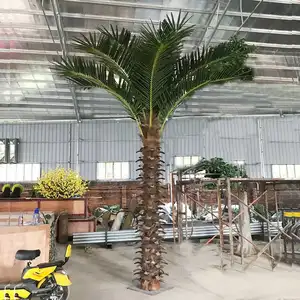 Yüksek kaliteli neredeyse gerçekçi yeşil dekoratif Palmeras Artificiales plastik bitki simülasyon kapalı ağacı yapay palmiye ağaçları