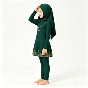 Kids Skirted Burkini Swimwear 3PCS <b>Modest</b> Full Coverage Swimsuit with Hijab Girls <b>Set</b> - Product Image 4