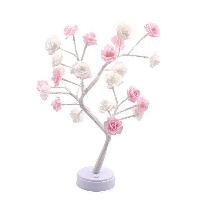 Table Lamp Flower Tree Rose Lamps Desk Night Lights USB and Battery Operated Gifts for Wedding Valentine Christmas Decoration