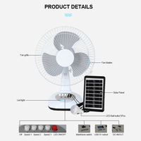 Grille en métal 12 pouces 3 5 lames ventilateurs d'énergie solaire rechargeables Ventilateurs solaires électriques à led de table avec panneau solaire