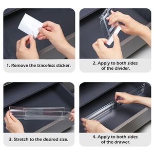 4 packs de séparateurs de tiroirs extensibles et réglables en plastique transparent pour ranger les vêtements et les bureaux. - Product Image 6