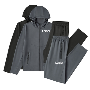 Ensemble de survêtement personnalisé OEM à capuche zippé, pantalon de jogging en molleton technique, ensemble deux pièces de sport, vente en gros, logo personnalisé, survêtement de jogging pour homme - Product Image 1