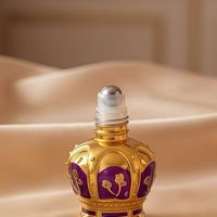 Nouveau flacon de parfum de luxe 12 ml, fin, octogonal, avec bouchon à vis doré, applicateur à bille pour vaporisateur, rechargeable, flacon de voyage, carton